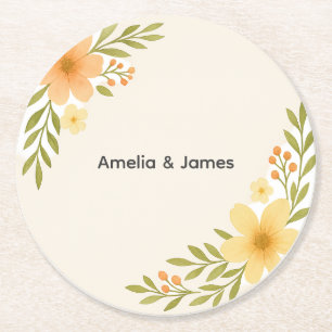 Dessous-de-verre Rond En Papier Dessous de verre de Mariage Fleur sauvage rustique