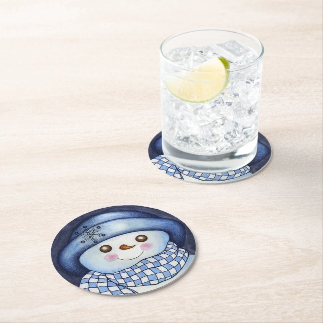 Dessous-de-verre Rond En Papier Dessous de verre de neige (En situation)