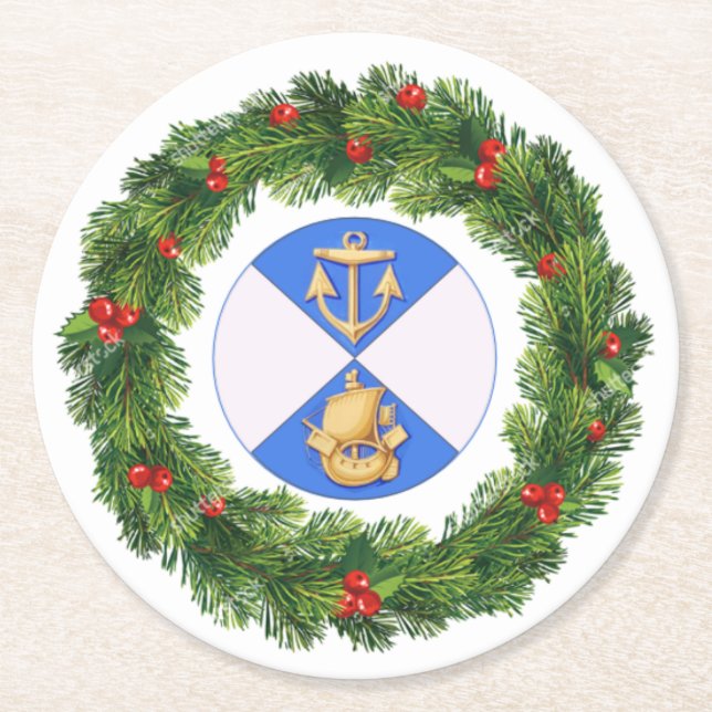 Dessous-de-verre Rond En Papier Dessous de verre de Noël (Devant)