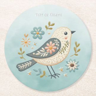 Dessous-de-verre Rond En Papier Dessous de verre de papier floral Little Green Bir
