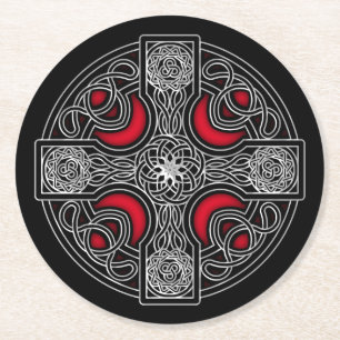 Dessous-de-verre Rond En Papier Dessous de verre de papier rond de couleur rouge c