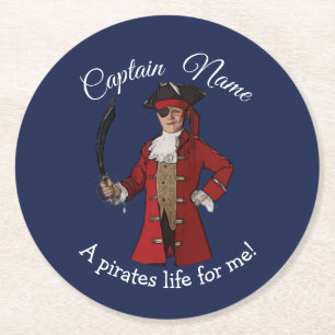 Dessous-de-verre Rond En Papier Dessous de verre de pirate Nautical Blue Boy