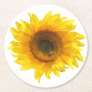 Dessous-de-verre Rond En Papier dessous de verre de tournesol jaune