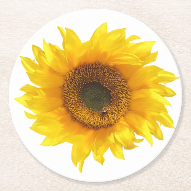 Dessous-de-verre Rond En Papier dessous de verre de tournesol jaune (Devant)