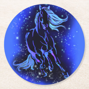 Dessous-de-verre Rond En Papier Dessous de verre En Papier Cheval Couché Au Feu De