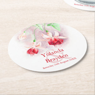 Dessous-de-verre Rond En Papier dessous de verre en papier d'aquarelle rouge fuchs