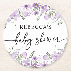 Dessous-de-verre Rond En Papier Dessous de verre en papier de Baby shower à fleurs