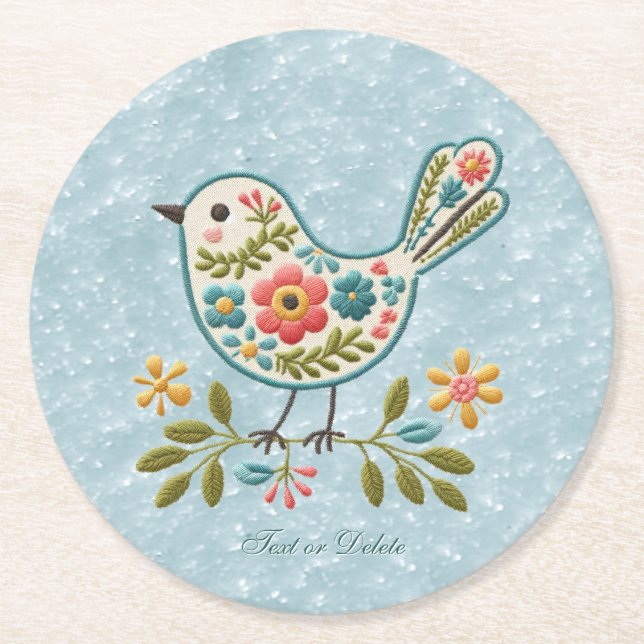 Dessous-de-verre Rond En Papier Dessous de verre en papier Feuille Little Bird Flo (Devant)