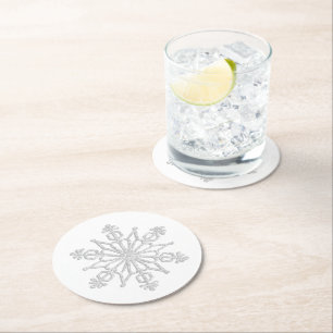 Dessous-de-verre Rond En Papier Dessous de verre en papier flocon de neige