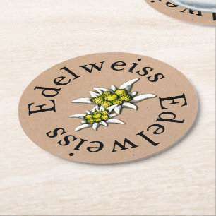 Dessous-de-verre Rond En Papier Dessous de verre en papier floral Edelweiss