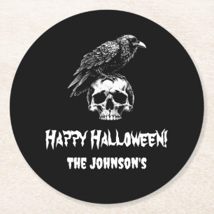 Dessous-de-verre Rond En Papier Dessous de verre en papier Halloween crâne éffraya
