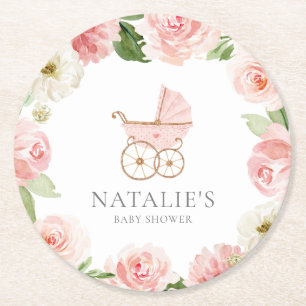 Dessous-de-verre Rond En Papier Dessous de verre en papier rond Baby shower rose f