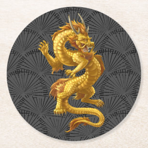 Dessous-de-verre Rond En Papier Dessous de verre en papier rond chinois Lucky Gold