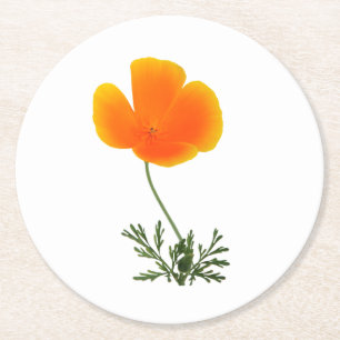 Dessous-de-verre Rond En Papier dessous de verre en papier rond coquelicot orange