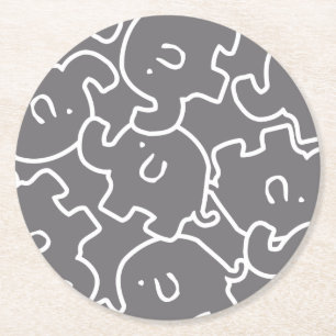 Dessous-de-verre Rond En Papier Dessous de verre gris et blancs d'éléphant migno
