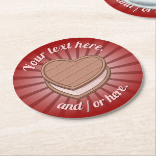 Dessous-de-verre Rond En Papier Dessous de verre Heart Biscuit