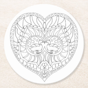 Dessous-de-verre Rond En Papier dessous de verre inséparables couleur moi