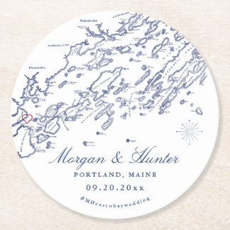 Dessous-de-verre Rond En Papier Dessous de verre Mariage de Portland Maine Casco B