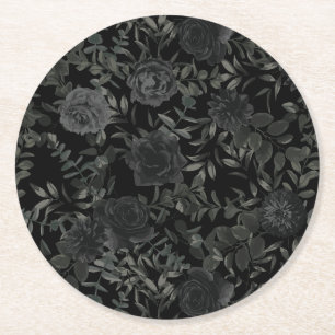 Dessous-de-verre Rond En Papier Dessous de verre Mariages gothiques Roses blancs e
