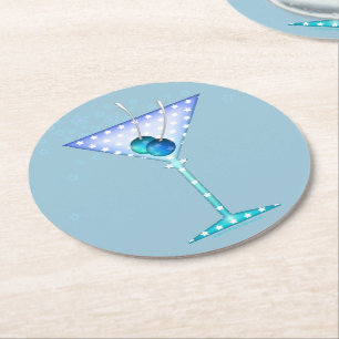 DESSOUS-DE-VERRE ROND EN PAPIER DESSOUS DE VERRE, MODÈLE BLUE MARTINI