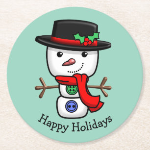 Dessous-de-verre Rond En Papier Dessous de verre Noël Jolly Snowman