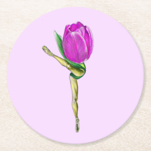 Dessous-de-verre Rond En Papier Dessous de verre papier Ballerina Tulip Ballet Dan