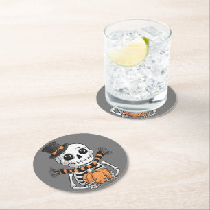 Dessous-de-verre Rond En Papier Dessous de verre papier d'illustration de squelett