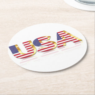 Dessous-de-verre Rond En Papier Dessous de verre papier drapeau Patriotic USA