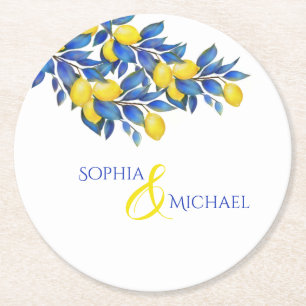 Dessous-de-verre Rond En Papier Dessous de verre papier méditerranéen-citrons-Mari