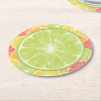 Dessous de verre papier rond de tranches d'agrumes