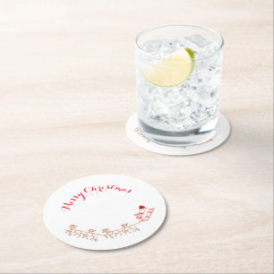 Dessous-de-verre Rond En Papier Dessous de verre - Père Noël et Sa Sleigh