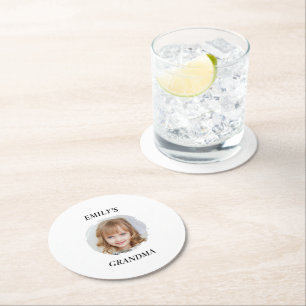 Dessous-de-verre Rond En Papier Dessous de verre photo grand-mère personnalisé