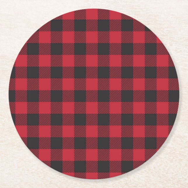 Dessous-de-verre Rond En Papier Dessous de verre Plaid Red Buffalo (Devant)