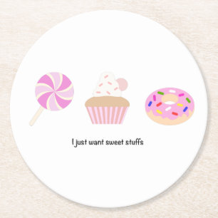 Dessous-de-verre Rond En Papier Dessous de verre pour animaux roses