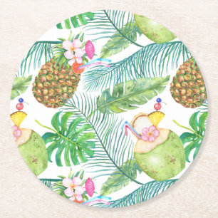 Dessous-de-verre Rond En Papier Dessous de verre pour boissons aux fruits tropicau