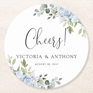 Dessous-de-verre Rond En Papier Dessous de verre rond pour toast de mariage botani