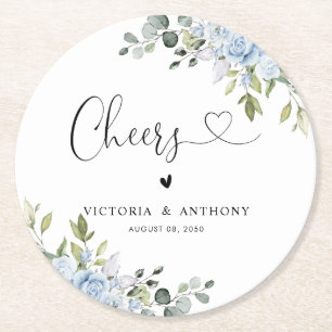 Dessous-de-verre Rond En Papier Dessous de verre rond pour toast de mariage botani