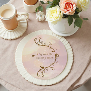Dessous-de-verre Rond En Papier Dessous de verre Whimsical Soft Rose Sing Morning 