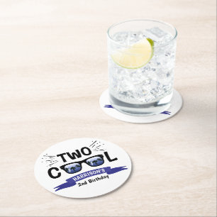 Dessous-de-verre Rond En Papier Deux garçons Cool 2e anniversaire