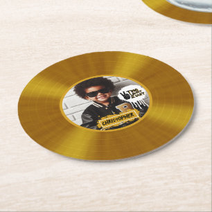 Dessous-de-verre Rond En Papier Deux Legs 2 Quit 2e Anniversaire Gold Record Photo