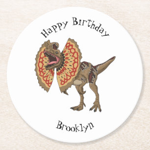 Dessous-de-verre Rond En Papier Dilophosaurus dessin animé