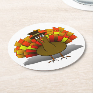 Dessous-de-verre Rond En Papier Dînde de Thanksgiving