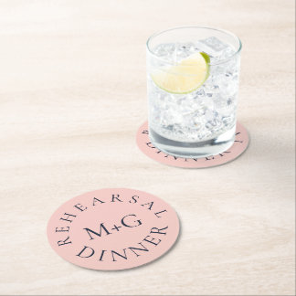 DESSOUS-DE-VERRE ROND EN PAPIER DÎNER SIMPLE DE RÉPÉTITION OXFORD BLEU ET ROSE BÉB