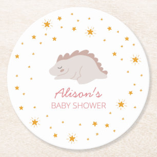 Dessous-de-verre Rond En Papier Dinosaure rose Twinkle Star Baby shower Fête fille