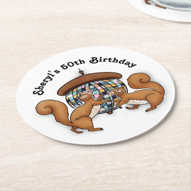 Dessous-de-verre Rond En Papier Disco Squirrels Party (Incliné)