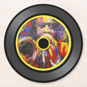 Dessous-de-verre Rond En Papier Disque vinyle de musique jazz