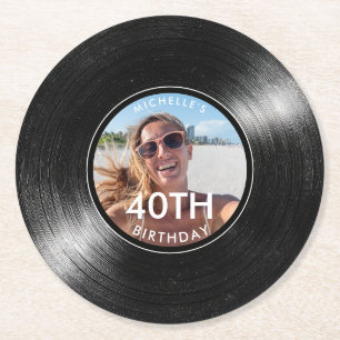 Dessous-de-verre Rond En Papier Disque vinyle pour 40 ans Photographie Papier Sous