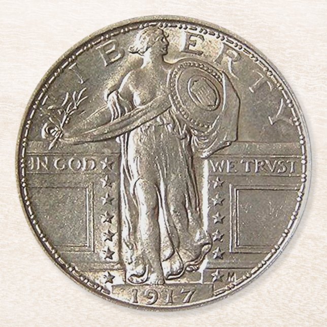 Dessous-de-verre Rond En Papier Dollar de la liberté (Devant)