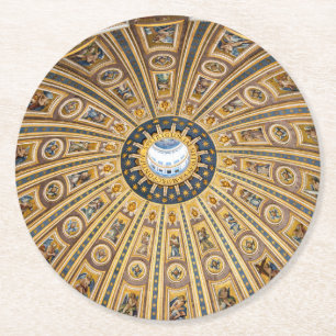 Dessous-de-verre Rond En Papier Dôme de la Basilique Saint-Pierre - Vatican, Rome,