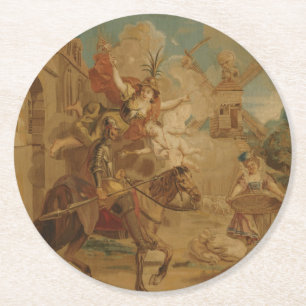 Dessous-de-verre Rond En Papier Don Quichotte guidé par la Folie, tapisserie du XV